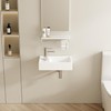 AmpleCharmic Wall Mount Bathroom Vessel Sink, Rectangle Modern Floating Ceramic