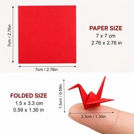 VTOS Origami Paper Crane, 100 Pcs Premade Paper Origami Cranes Folded Handmade DIY Crane for Wedding, Birthday, Baby Shower, Home Decor (Red, 7*7cm)