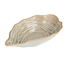 Creative Co-Op Oyster Shaped Stoneware Bowl, Blue