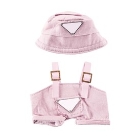 Silkwish Puppenkleidung Set für 17cm Puppe - Puppen Overalls Set für La Puppen, Inkl Rosa Denim Latzhose & Schirmmütze - Modische Puppenkleidung Outfit