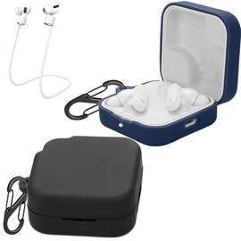 [2 Pack] easyBee Case Compatible with CMF Buds 2a Earbuds Charging Cover, 2 Keychain Anti-Lost Strap, Soft Liquid Silicone Ultra Thin Shockproof Protective Kit - Black and Blue