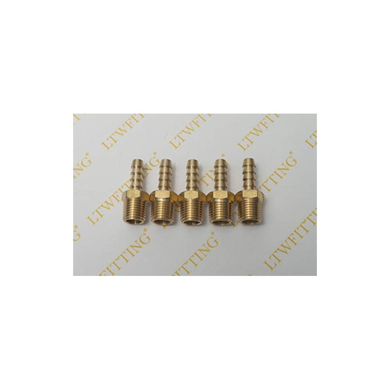LTWFITTING Brass Barbed Fitting Coupler/Connector 1/4" Male BSPT x 1/4"(6mm)
