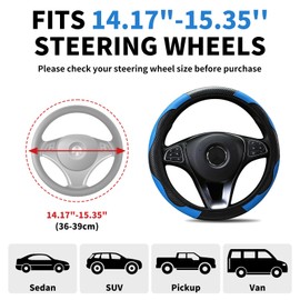 Alieemo Car Steering Wheel Cover, 15 inch Microfiber PU Leather Elastic Steering Wheel Protector for Men Women, Anti-Slip Breathable Car Interior Accessories for Most Cars (Black)