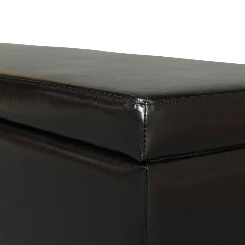 Stratford Black Leather Storage Ottoman
