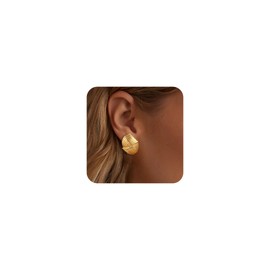 Gold Earrings for Women，Chunky Gold Statement Earrings Dainty 14K Gold Plated Earrings Big Gold Chunky Vintage Earrings Hypoallergenic Gold Stus Earrings for Women Trendy Gold Jewelry