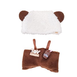 Novadex Doll Clothes for 17cm Dolls, Cute Outfit Set with Accessories, Bucket Hat and Overalls (No Doll) (Bear Overalls Set)