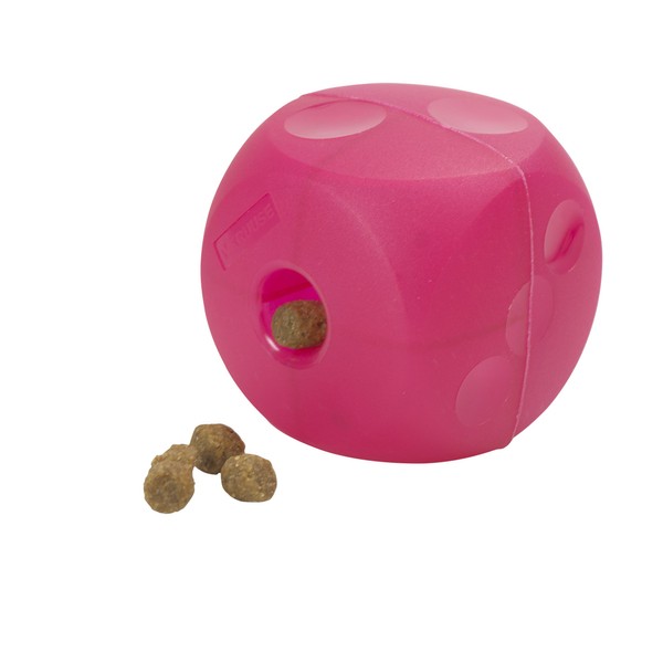 Kruuse Buster Soft Mini Feeder Cube for Dogs - Dog Feeder Toy - Canine Slow Food Feeder - Magenta Red