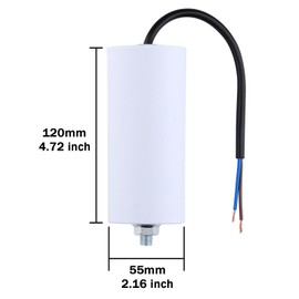 VEXUNGA 60uF 450V Starting Capacitor CBB60 Capacitor 60µF 450 Volt Motor Capacitor 55 x 120 mm Capacitors Cable M8 for Electric Motor