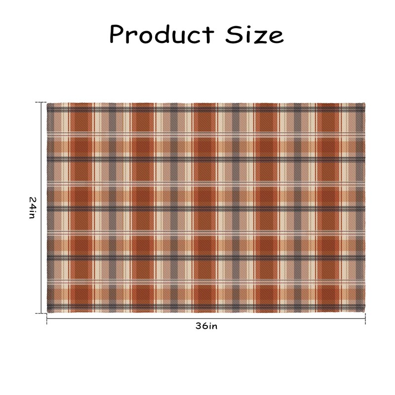 Fall Plaid Doormat Autumn Burnt Orange Buffalo Check Area Rugs