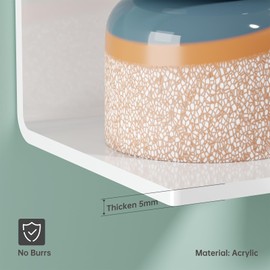 PAVSTINE Wandregal Klein 2er-Set, Regal Wand Mini 10cm Breit, Schweberegale ohne Bohren, Kleberegal Acryl Verdicktes, Hängeregal Kleben Weiß, Regalbrett Weiß