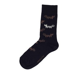 Bengt & Lotta Twirly Tailed Cats Black Merino Wool Unisex Decorative Socks