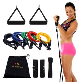 Wacces New Set of 5 Covered Resistance Bands with Door Anchor Great for Exercise