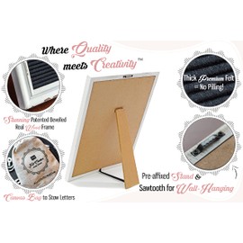 Large Black Felt Letter Board with Rustic White Wood Farmhouse Vintage Frame and Stand by Felt Creative Home Goods 12x16 Inch Changeable Message Board 350 White Alphabet Letters, Numbers, Emojis