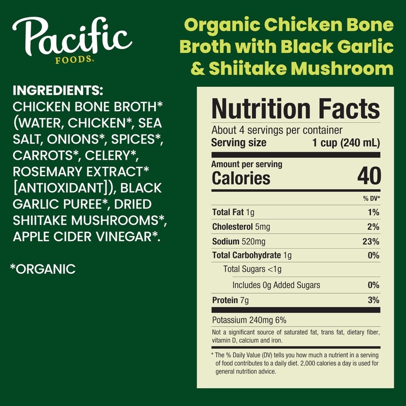Pacific Foods Organic Chicken Bone Broth With Black Garlic and