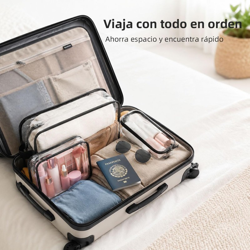 Set de 3 Bolsas de Maquillaje Transparentes de Viaje
