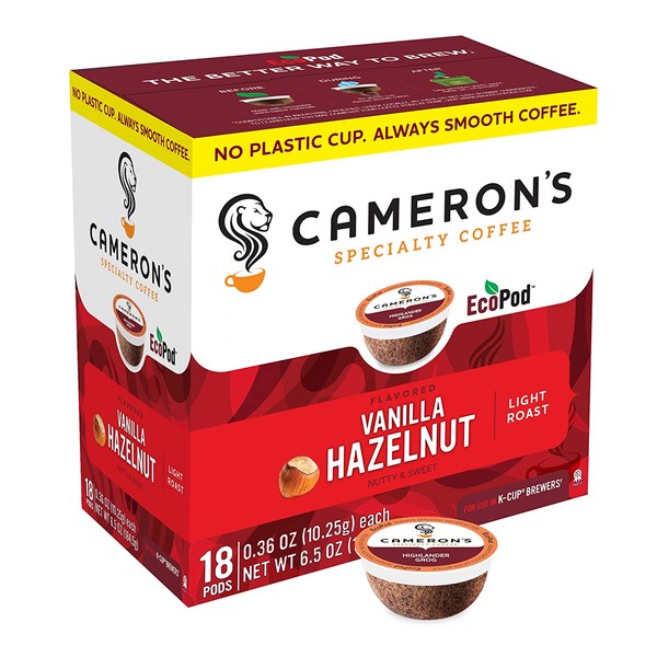 Cameron's Coffee Single Serve Pods, Flavored, Vanilla Hazelnut, 18 Count (Pack of 1)