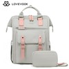 LOVEVOOK Fall Laptop Backpack with USB Port ,College School Backpack with Anti-Theft Pocket,Stylish Work Bag for Teacher, Nurse, Travel:_Grey-pink_17.3" - 12"L x 5.7"W x 18.5"H
