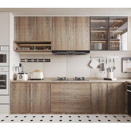 BOMENG 16"x354" Thick Brown Oak Wood Wallpaper Peel and Stick Wood Contact Paper Waterproof Vintage Wood Grain Sticker Removable Self Adhesive Vinyl Sticky Paper Countertops Furniture Closet