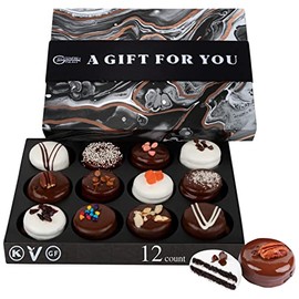 VALENTINE'S DAY COOKIES GIFT BASKET | Gourmet Gluten Free Chocolate Covered Cookies for Valentine | Valentines Day Gifts | Corporate Gift Baskets for Delivery Prime | Handcrafted VEGAN COOKIES Kosher [12 Count] (Black Marble)