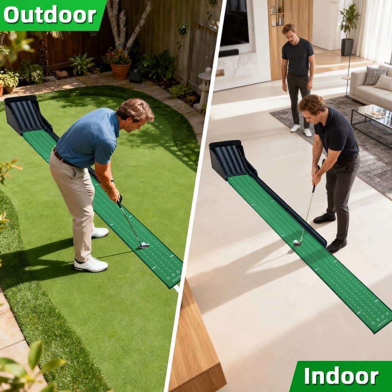 Crestgolf Golf Putting Mat, Automatic Ball Return with 4 Flipping