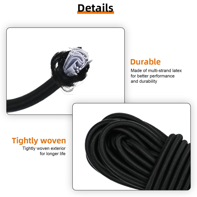 10M Elastic Cord, 1/5" Thick Shock Cord Heavy Duty 32Ft