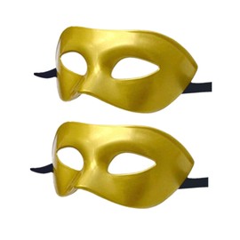 LECMACY Men Women Masquerade Mask, High Elastic Bendable Plastic Half Face Eye Mask, Solid Color, Suitable for All Prom (Gold 2 Pack)