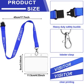 RUIYELE 20 Pieces Blue Visitor Lanyards with 20 ID Card Holders Safely Separate Visitor Lanyards Volunteer Lanyards Blue Visitor Lanyards