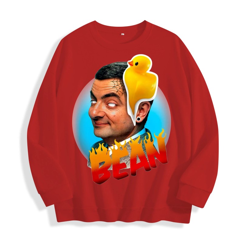Mr. Bean Graffiti Rubber Duck Graphic Crewneck Sweatshirt, US Warehouse,
