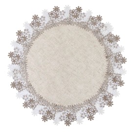 Winotic Natural Neutral Earth Tones Beige Floral Lace Round 23” placemats Doily Table Topper Dresser Scarf Place Mats (Set of 1, 23” Round)