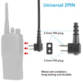 CP200D CP100D Earpiece with PTT/Mic for Motorola Walkie Talkies Radios R2 CP200 CP185 BPR40 BPR40D CLS1410 CLS1110 DTR700 RDU4100 RDU4160D RMU2080D CLS CP(2 Pack with L Eardrum)