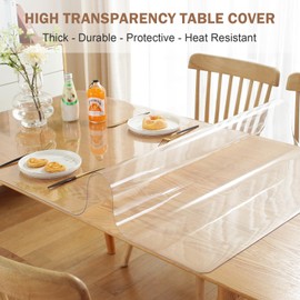 LovePads Clear Table Cover Protector 60 x 60 Inch, 2mm Thick Plastic Table Cover, Table Protector for Dining Room Table, Waterproof Vinyl Tablecloth Table Pad for Kitchen, Dresser, Writing Desk