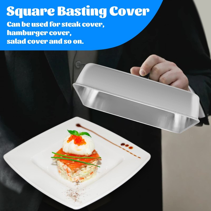 Small 6in Cheese Melting Dome, HaSteeL Stainless Steel Square Basting