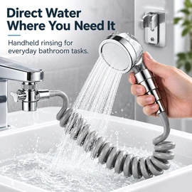 Washbasin Shower Extender for Hair Washing – Handheld Faucet Shower Nozzle Set with Diverter Valve