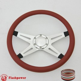 FLASHPOWER 14" Billet Steering Wheel White Half Wrap GMC Cutlass GTO Impala Chevy W/Horn