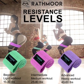 Rathmoor Fabric Resistance Band set of 3 - Exercise Loops with Non-Slip Design for Hips, Glutes, workout Bands for Women and Men, Home Fitness/Gym, Yoga, Pilates