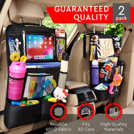 Helteko Backseat Car Organizer, Kick Mats Back Seat Protector with Touch Screen Tablet Holder, Car Back Seat Organizer for Kids, Travel Accessories, Kick Mat with 9 Storage Pockets 2 Pack, Ocean Blue