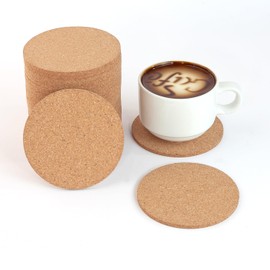 YHCORK Posavasos de corcho para bebida, color marrón natural, redondos de 3.5 pulgadas, 0.14 pulgadas de grosor, juego de 20, posavasos absorbentes en oficina, hogar o fiesta