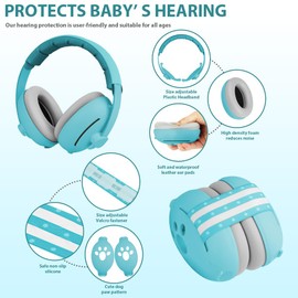 Aolso 2 in 1 Ear Protection Baby Headphones, Noise Protection, Earmuffs, Noise Protection for Newborns, Baby Earmuffs, Noise Cancelling with Padded and Adjustable Headband (Blue)