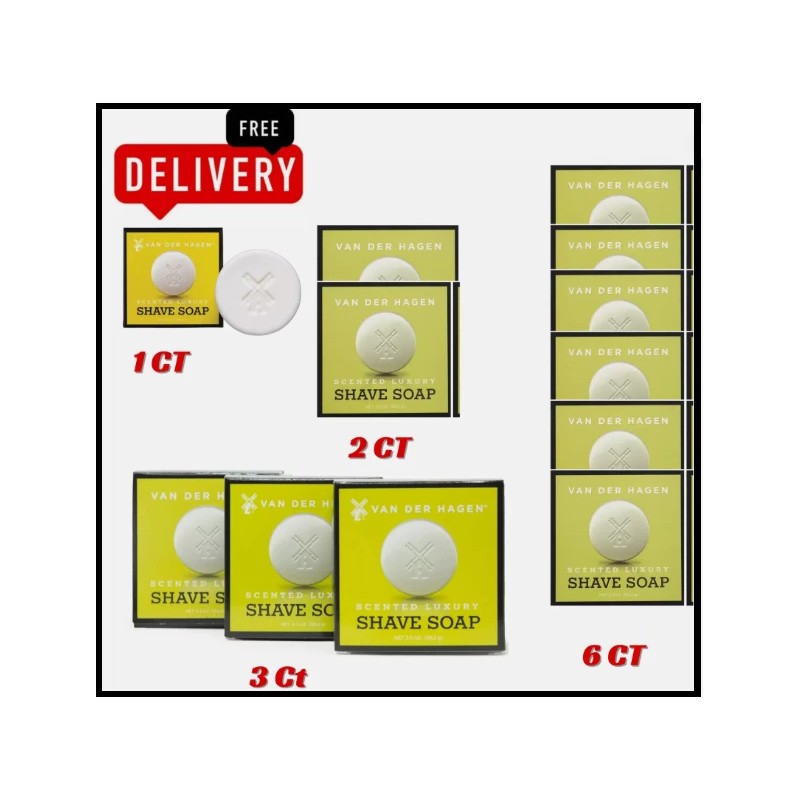 Van Der Hagen Men'S Luxury Scented Shave Soap (Pack of