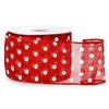 Red with White Polka Dots Sheer Wired Ribbon - 2-1/2in.