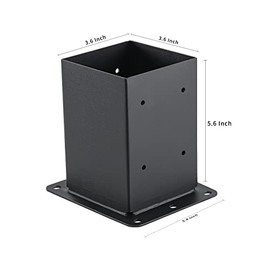 4x4 Post Base 4 Pcs, (Inner Size 3.6x3.6) Post Anchors, 13GA Thick Solid Steel & Black Powder Coated,Deck Post Brackets Support Deck Base Plate Pergola Brackets Fence Kit Mailbox Mount