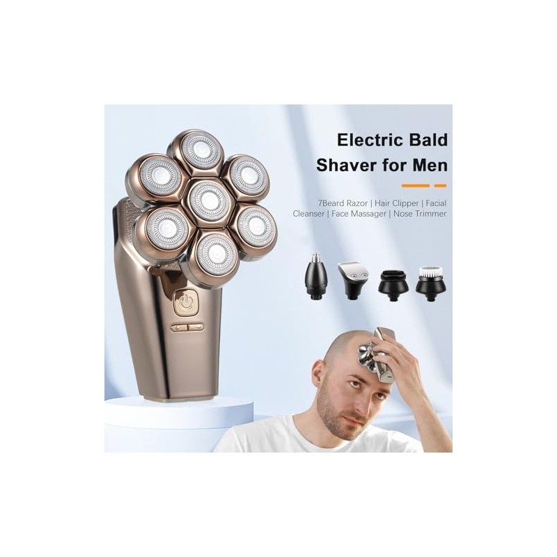 lyrlody Facial Cleanser, USB Rechargeable Shaving Floating Heads Beard Hair