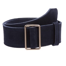 Cinturón de vestir de ante liso sin agujeros, de 5 cm de ancho, de cintura alta, sin agujeros, para mujer, marino, M/L 33"~36"