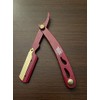 Red and Gold Cut Out Engraving Design Barber Straight Edge
