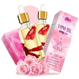 Yoni Soap Bars & 2PCS Natural Yoni Oil Set, Natural Yoni Oil  Wash for Women Feminine Wash Deodorants pH Balance, Eliminates Odor, Feminine Oil 30ml/1 fl oz,  Care Soap 3.53 oz - Color: Strawberry