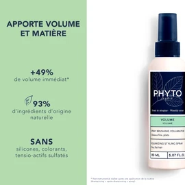 PHYTO VOLUME Volumizing Blow Dry Spray, Instant Volume, No Stiffness, Heat Protection, For Fine Hair, Thin Hair, Silicone Free, 5.07 fl. oz