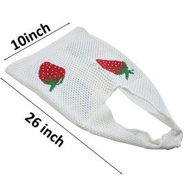 YYaaloa Strawberry Pattern Tote Bag Crochet Bags for Women Summer Beach Aesthetic Tote Bag Hippie Bag Knit Bag Handmade Weaving (white)