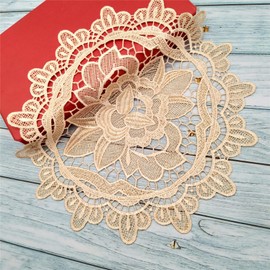 TINWIN Placemat Round Lace Placemats Doily Lace Place Doilies Embroidered Lace Flower Mat Vase Cup-4(11”3pcs)
