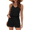 MISFAY Womens Summer Loose V Neck Spaghetti Strap Short Jumpsuit
