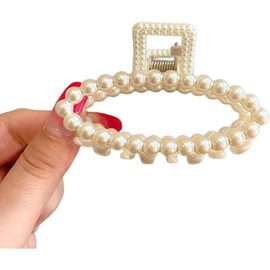 Pearl Hair Claw Clips ，Retro Hair Clamps Non Slip Barrettes Decorative Hair Clips Hair Accessories for Women Headwear Styling Tools (White, One size)